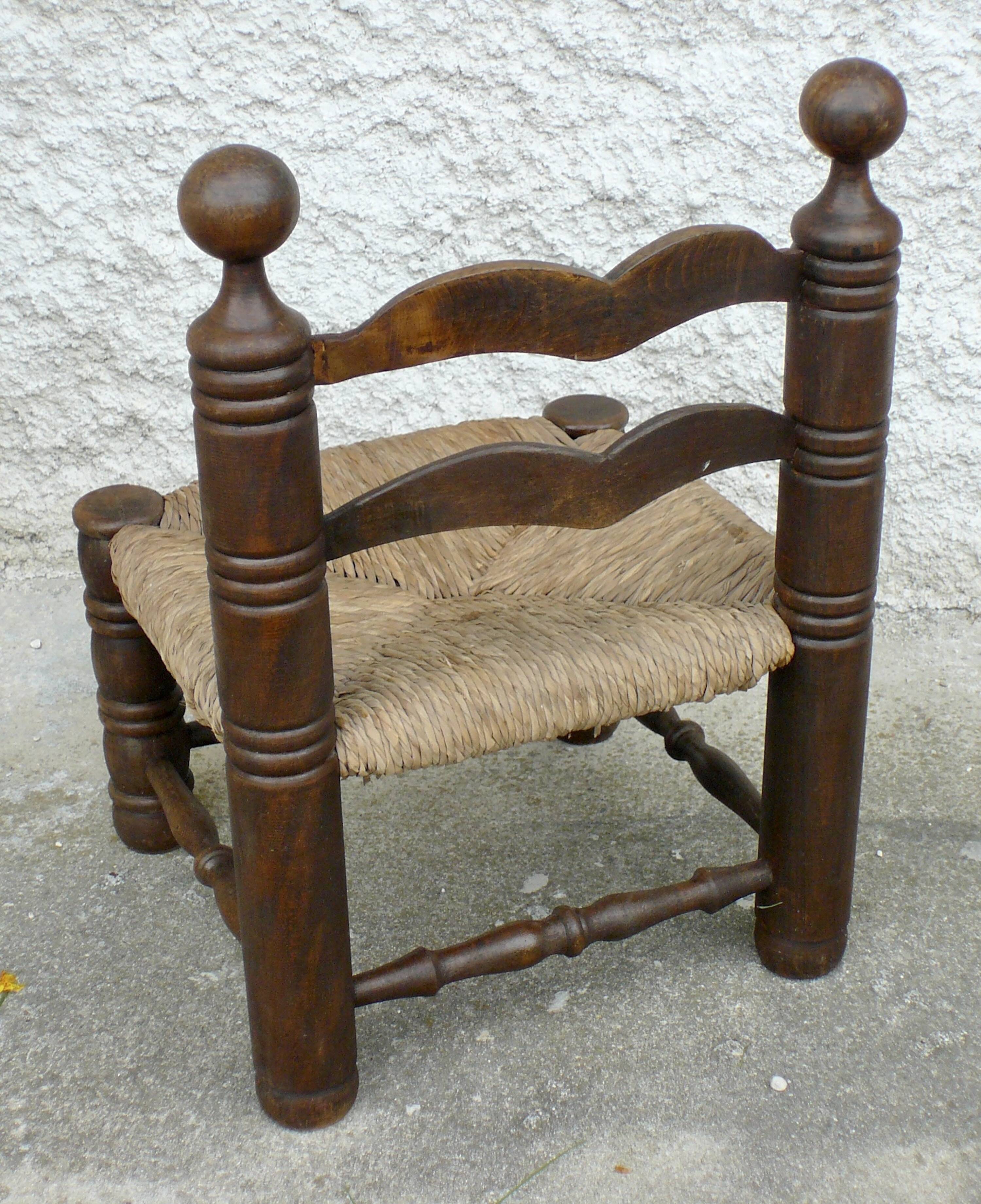 Charles DUDOUYT low straw chair vintage 1940
