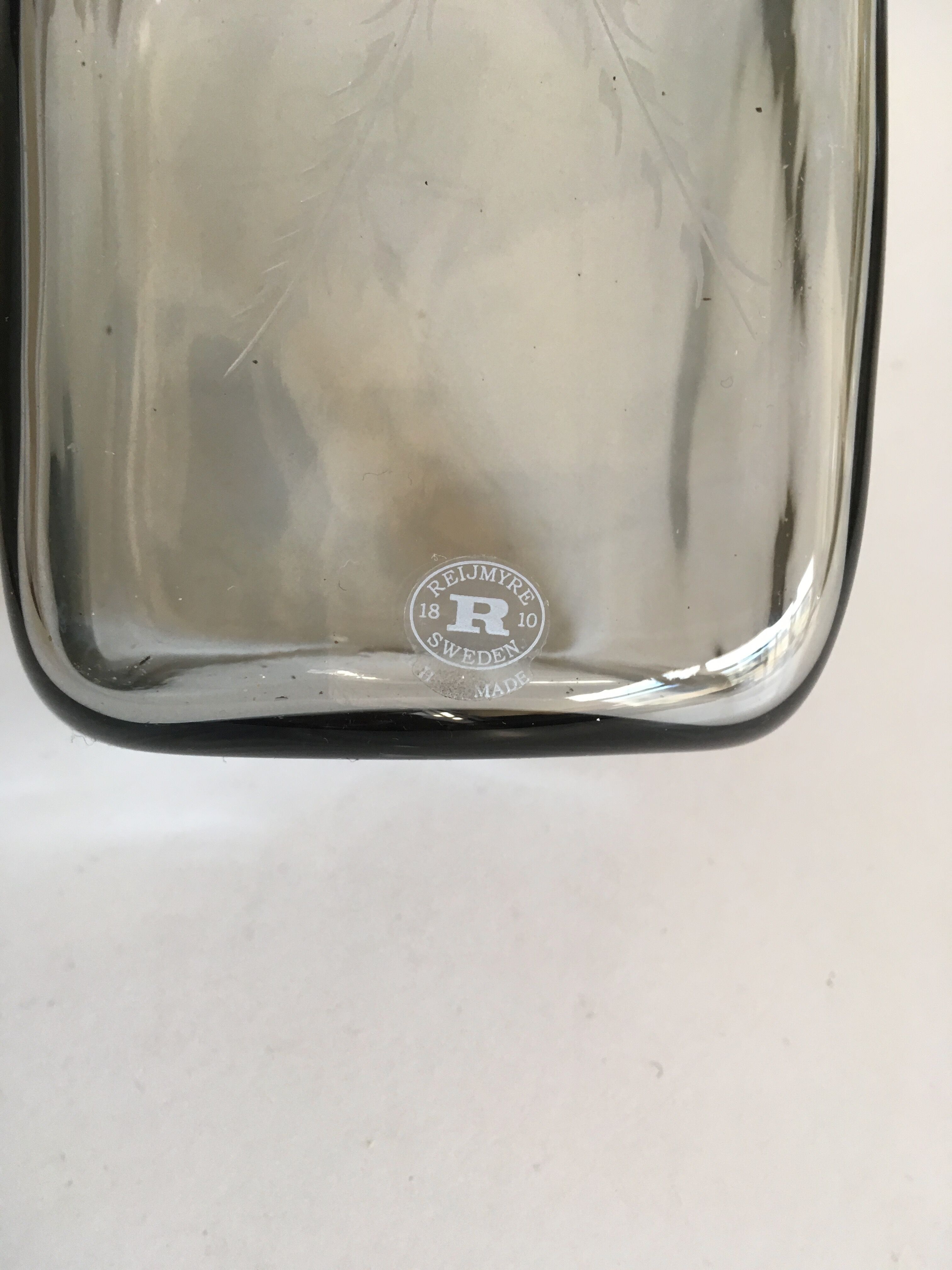 Reijmyre Sweden Scandinavian blown glass bottle, 60s