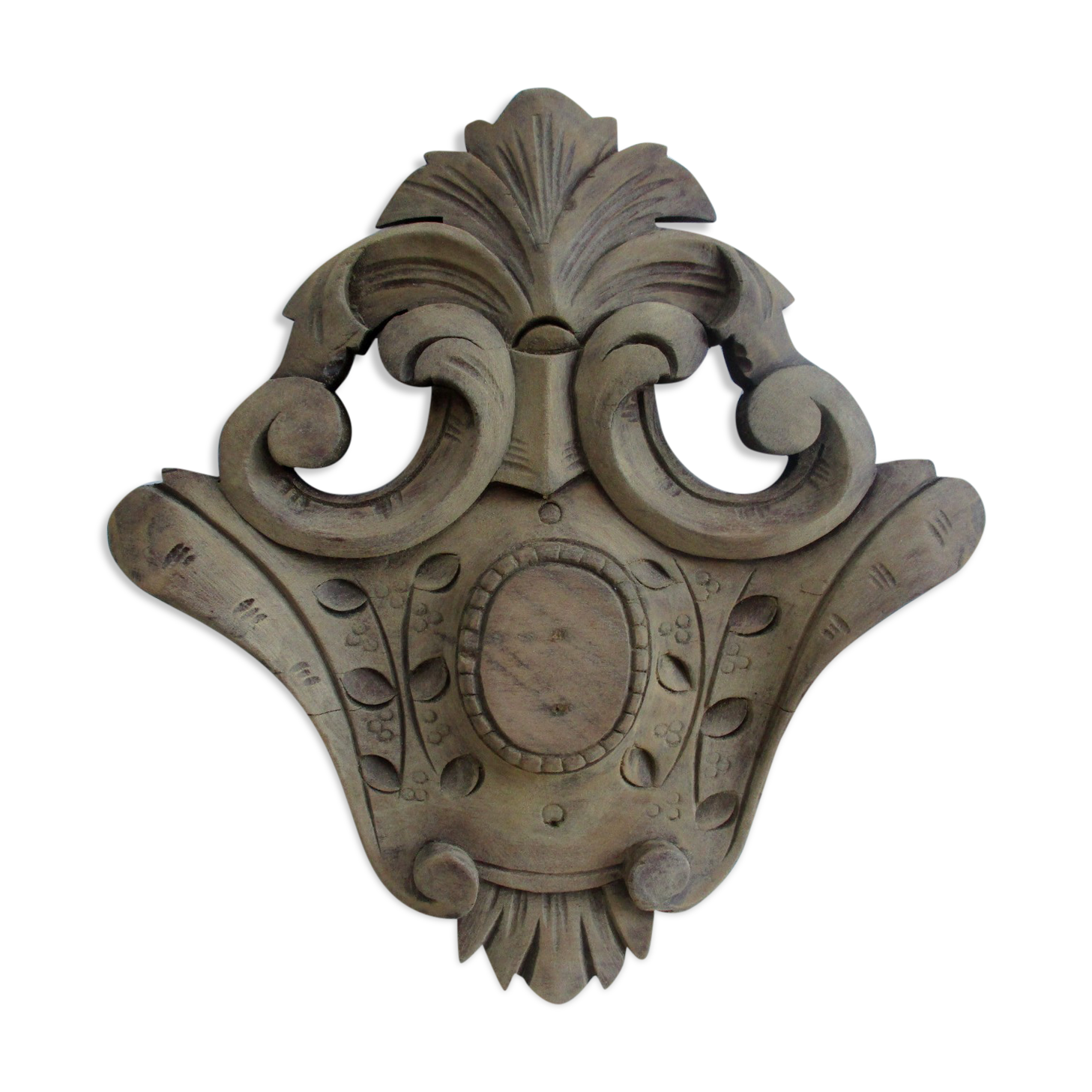 Carved wood pediment - cherry tree