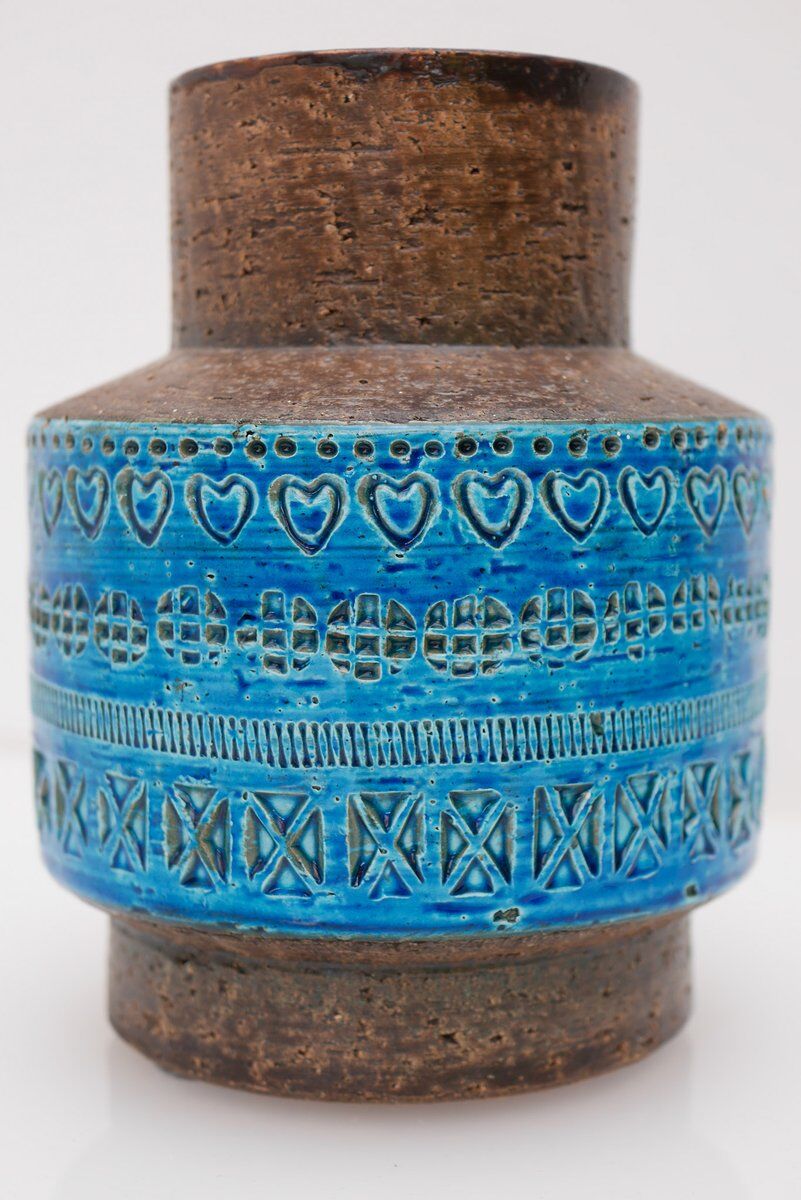 Vintage Rimini Blue Ceramic Vase by Aldo Londi for Bitossi, Italy, 1960s