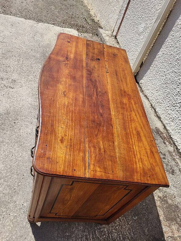 Transition louis xv louis xvi chest of drawers in cherry wood 4 drawers from the 18th century