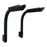 Pair of vintage wall lights, tubular and perforated black metal, Parscot France 1980