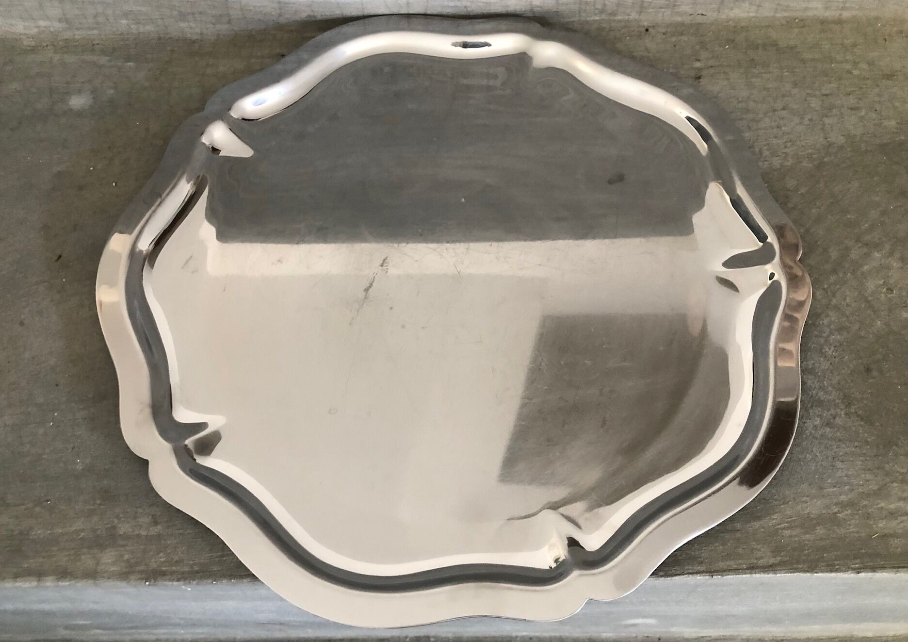 Round serving dish, stainless steel, an. 70/80