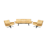 De Sede DS35 vintage leather 3 seater sofa with two matching armchairs