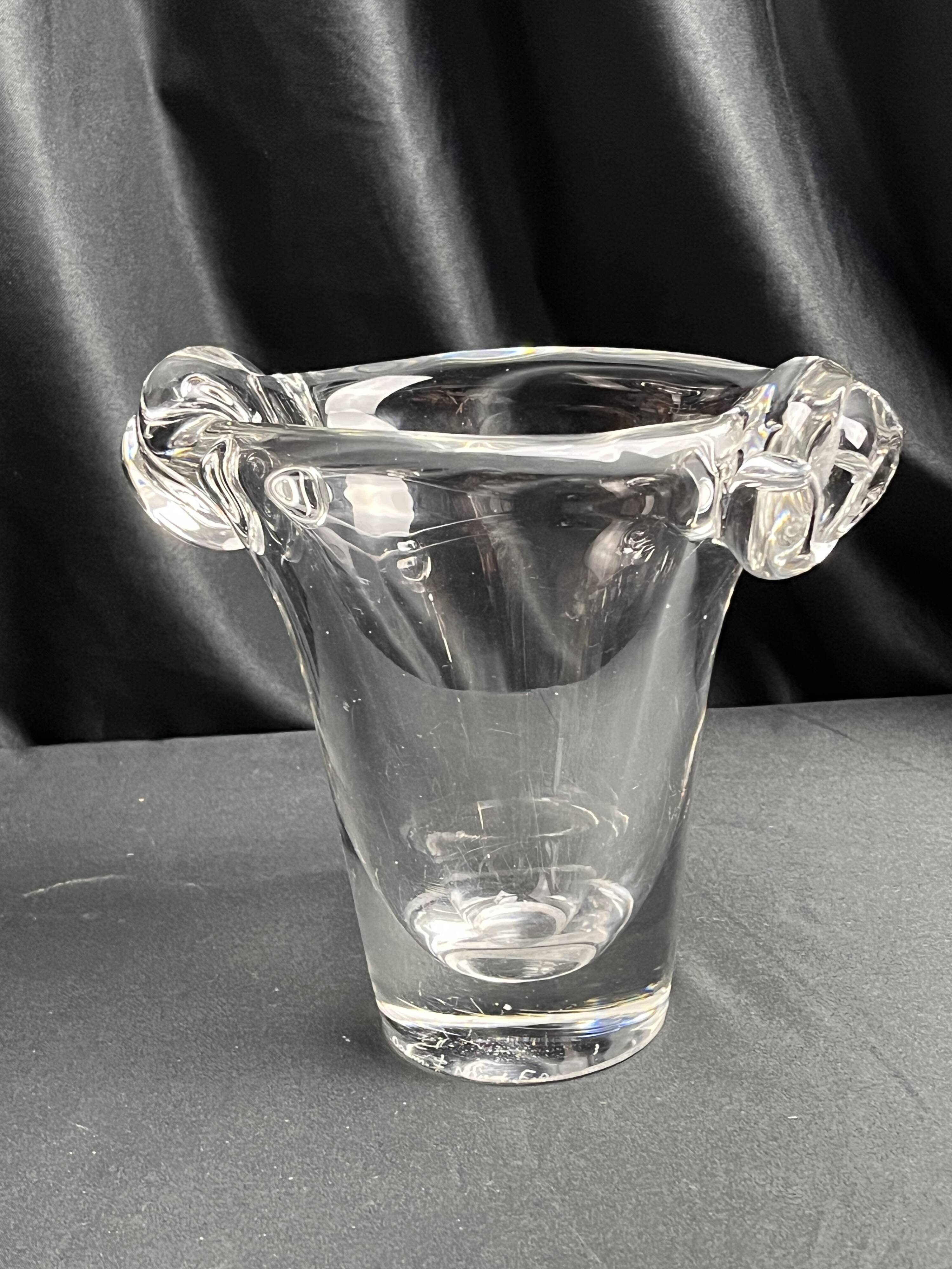 Daum, crystal vase with coiled sockets circa 1970