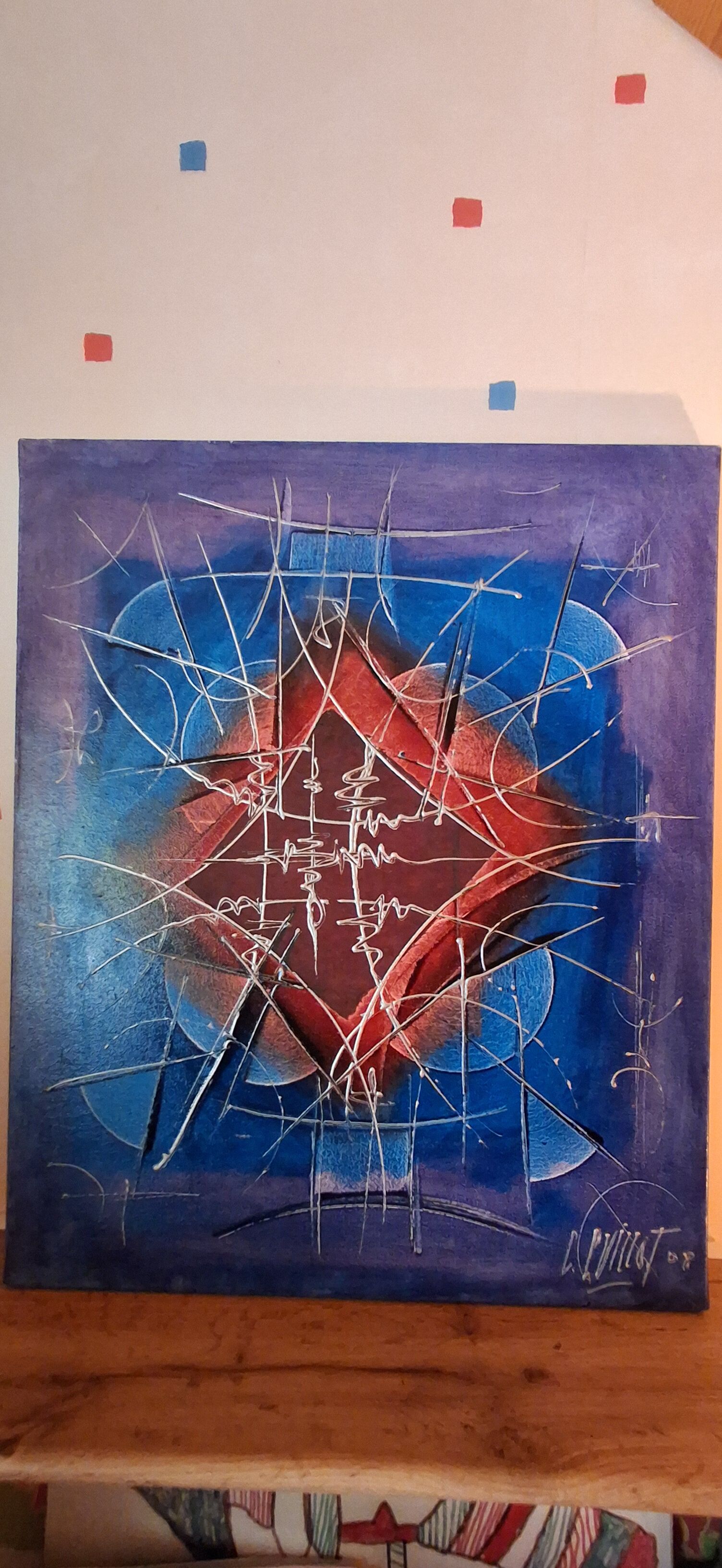 Original Abstract Table - "Admiral" by Christian Guillot 61x50cm