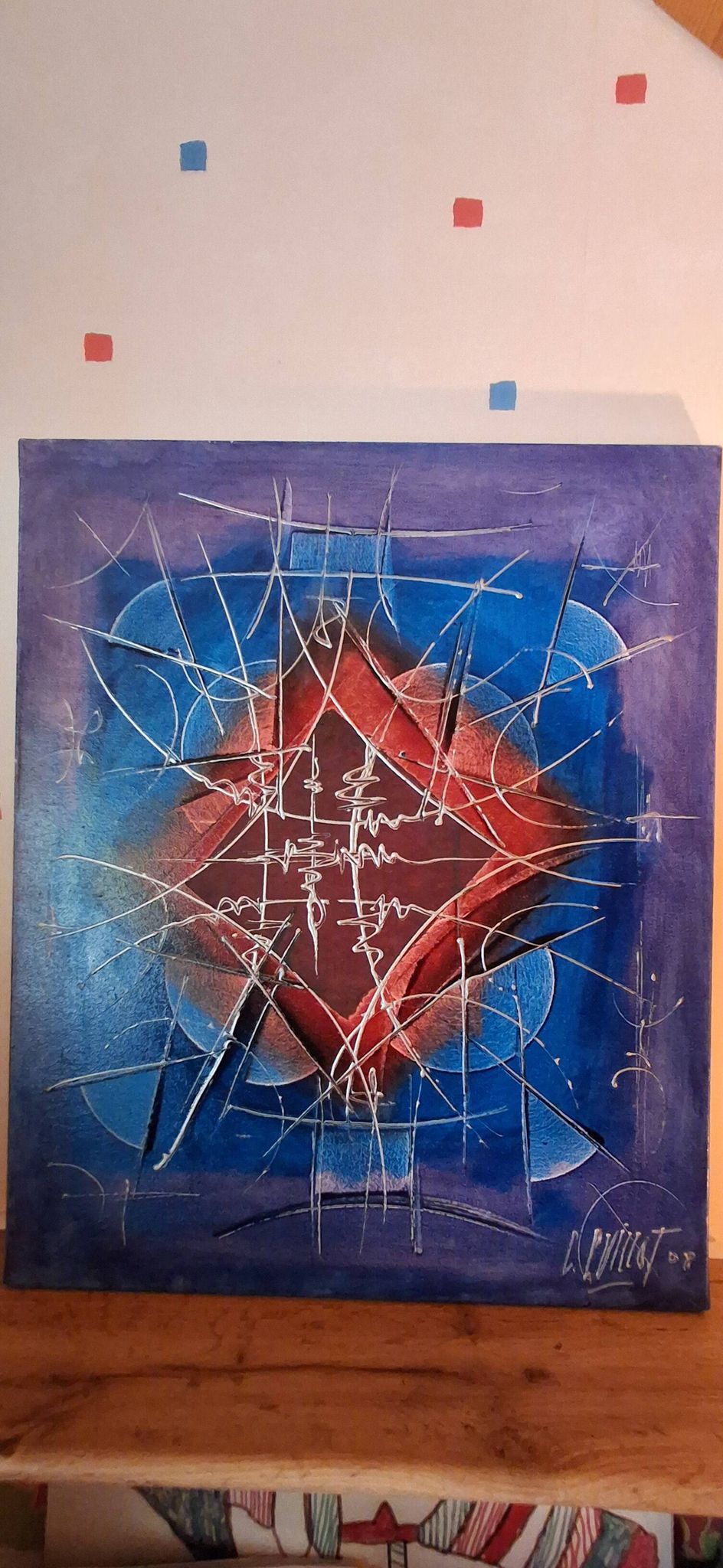 Original Abstract Table - "Admiral" by Christian Guillot 61x50cm