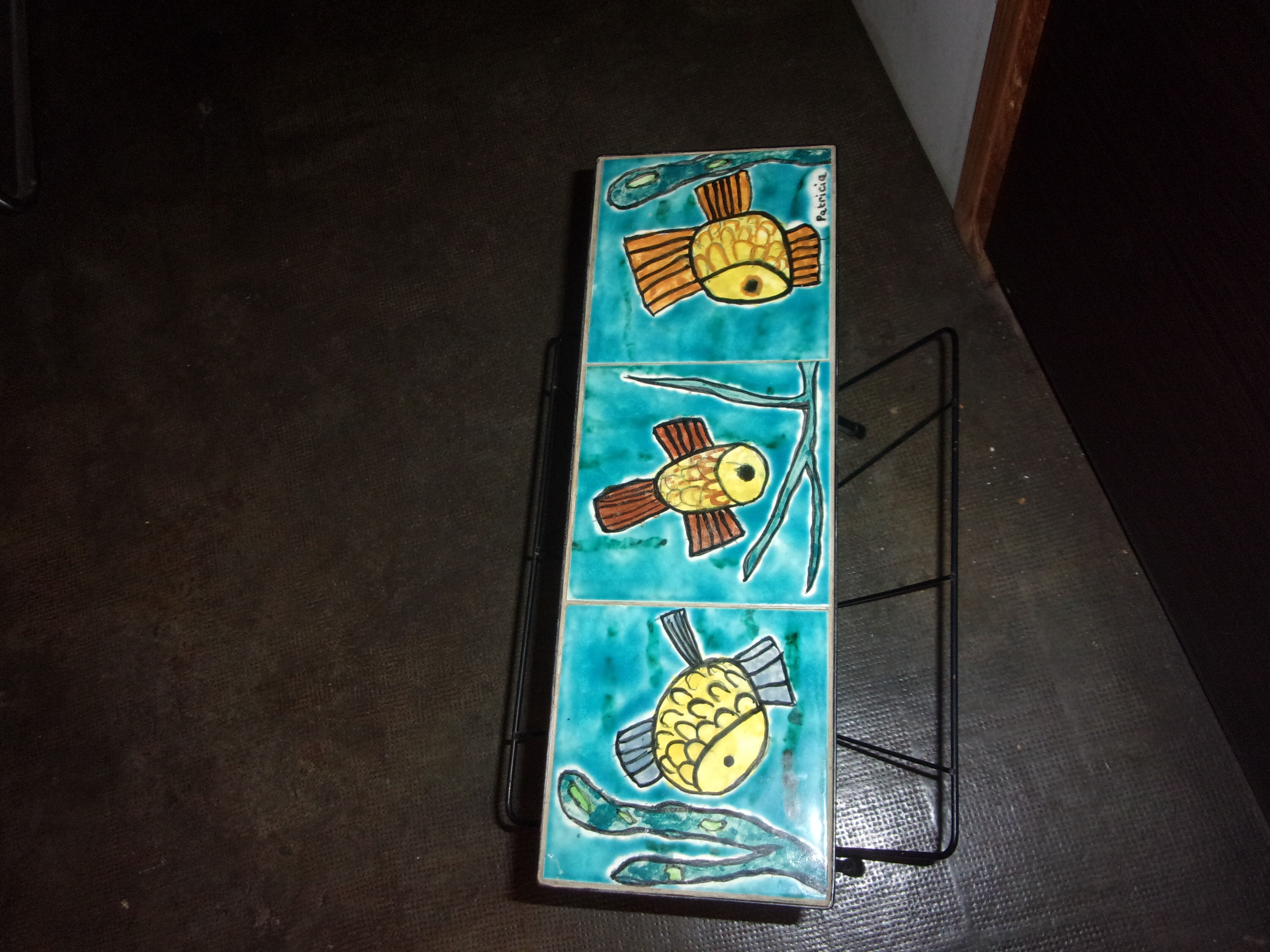 Wrought iron ceramic magazine holder with top from the 1950s - 1960s