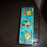 Wrought iron ceramic magazine holder with top from the 1950s - 1960s