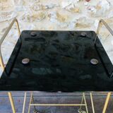 Vintage side table in brass and smoked glass, 1960