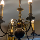Brass Mid-Century Chandelier - 6 light branches