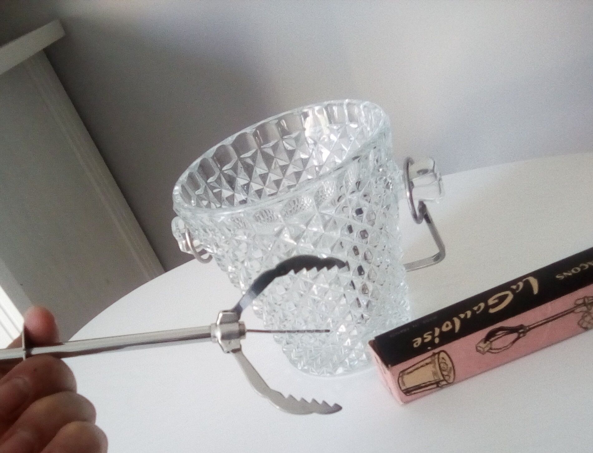 Cast glass ice bucket and 1950s Gallic claw