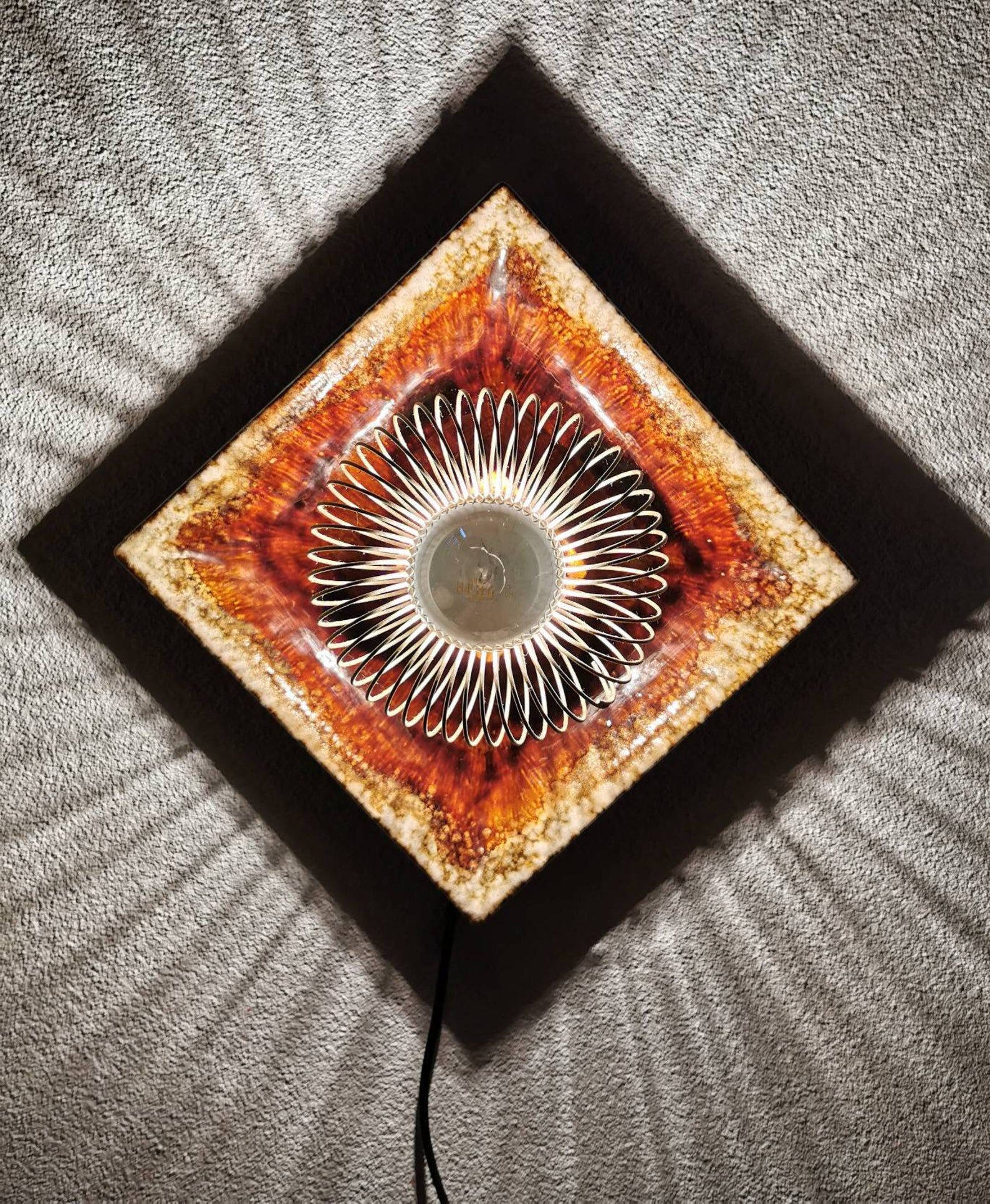 Vintage 1970s ceramic lava applied