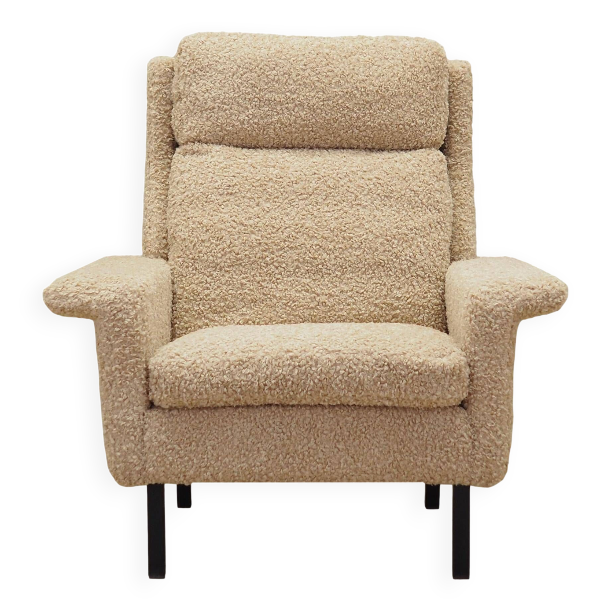 Fauteuil beige, design danois, années 1960, designer : Arne Vodder, éditeur : Fritz Hansen