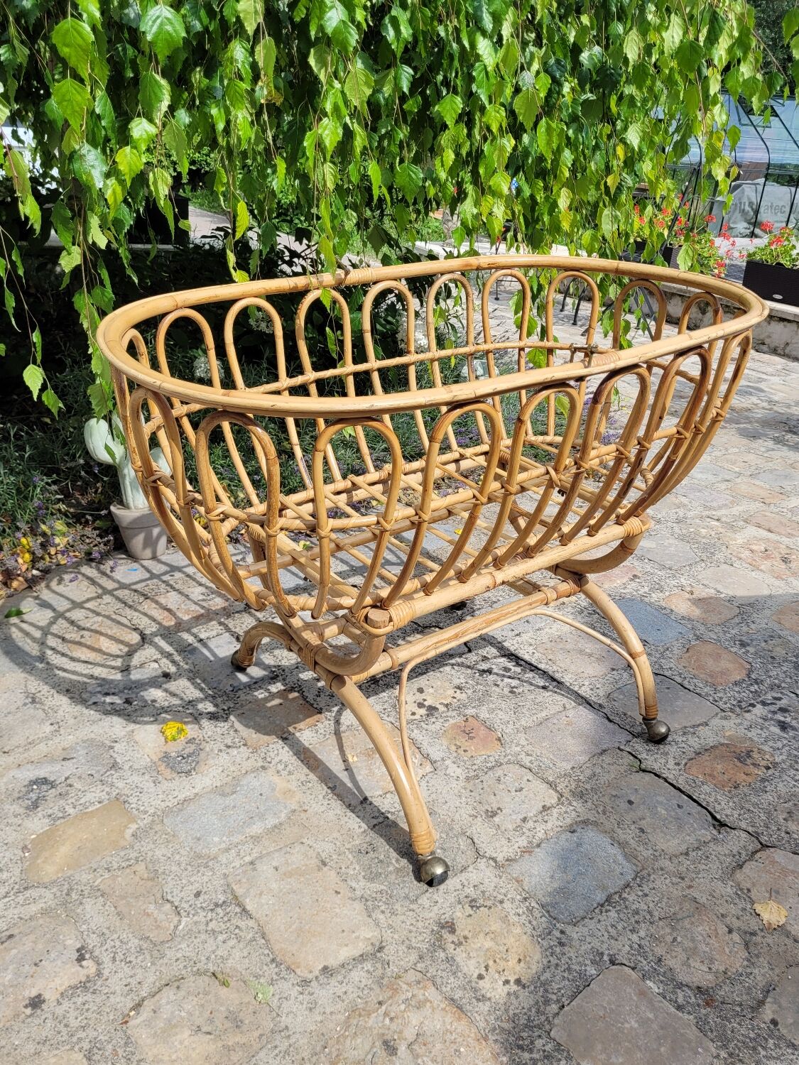 Vintage rattan crib