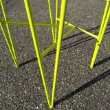 Pair of stools high bar stools leather and acidulous green metal