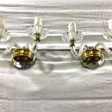 Paire d'appliques verre et cristal