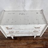 White patinated chest of drawers vintage feet compass