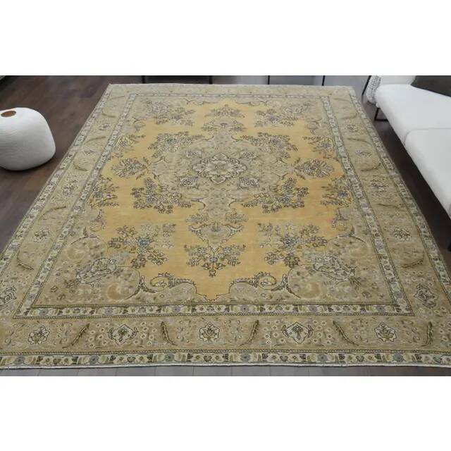 1970s Turkish Hand-Knotted Wool Cotton Orange Area Rug 293x381