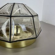 Ceiling Light "Iron Rings" made of Brass and Glass by Glashütte Limburg, Germany, 1970s