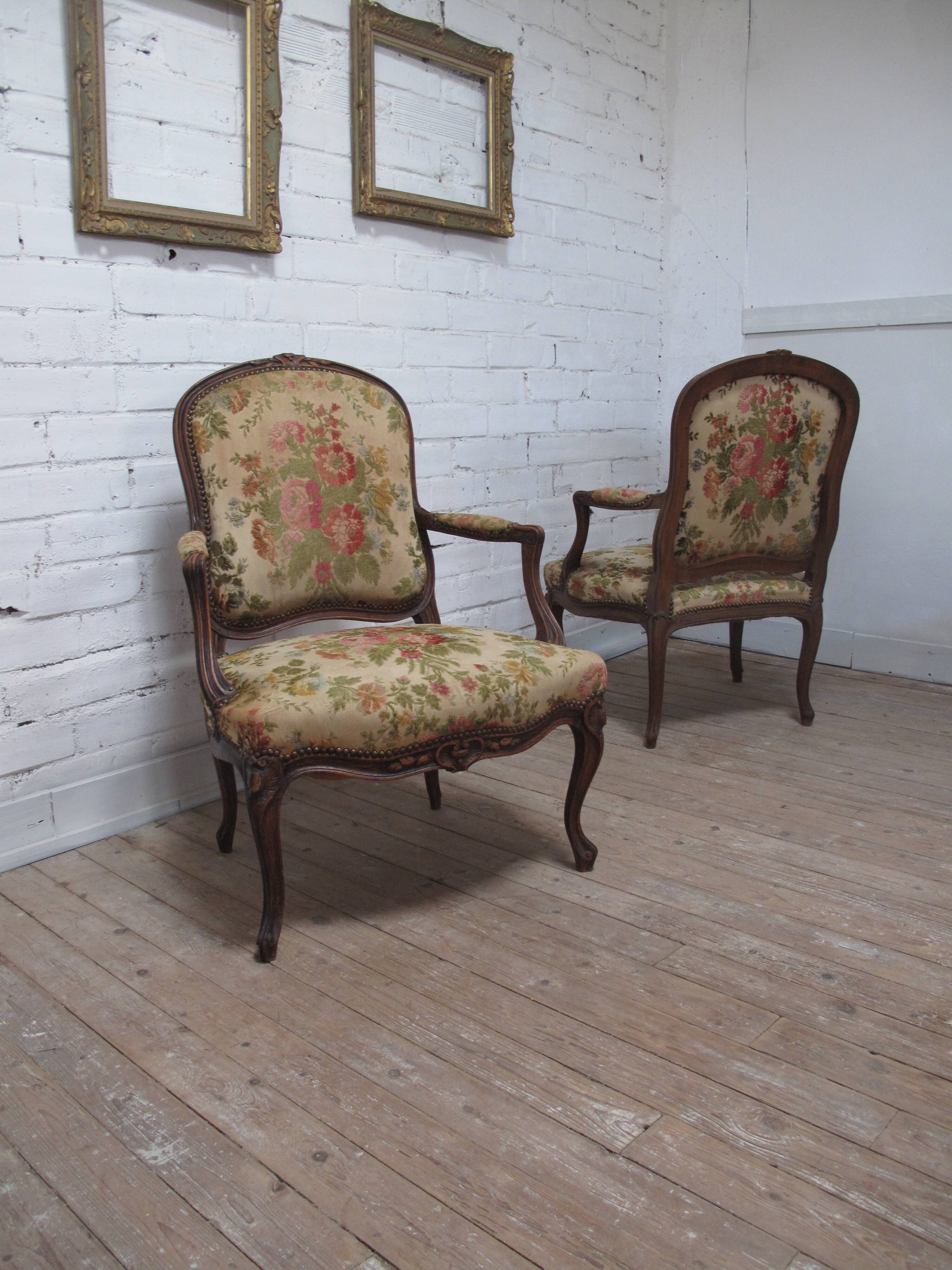 2 Louis XV convertible armchairs