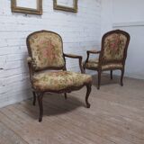 2 Louis XV convertible armchairs