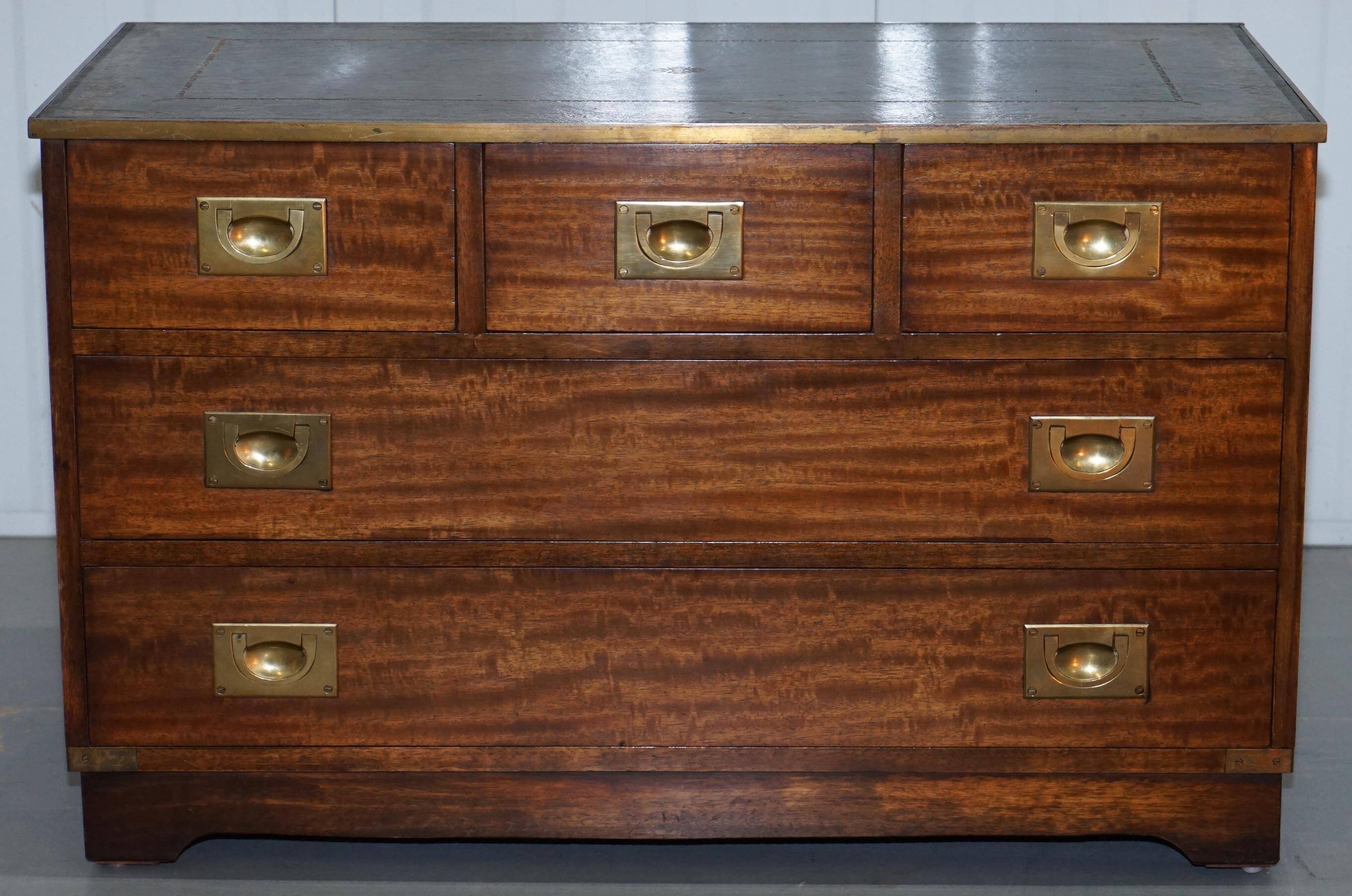 Reprodux Bevan Funnell chest of drawers with a leather top