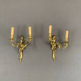 Paire d’appliques de style Louis XV en bronze doré, XXème siècle