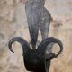 Large brutalist candlestick in wrought iron, early 20th century.