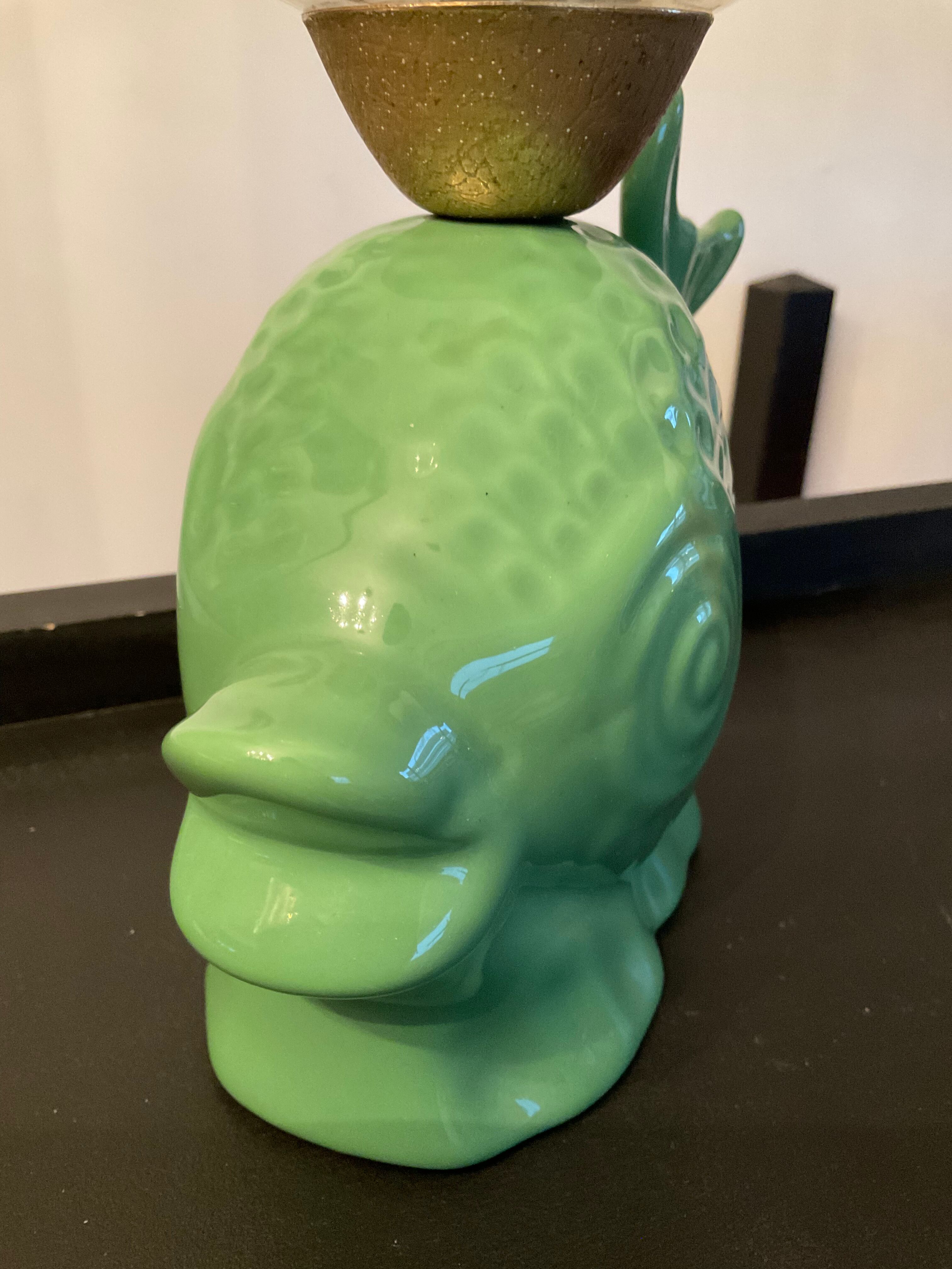 Vintage ceramic fish lamp 70s