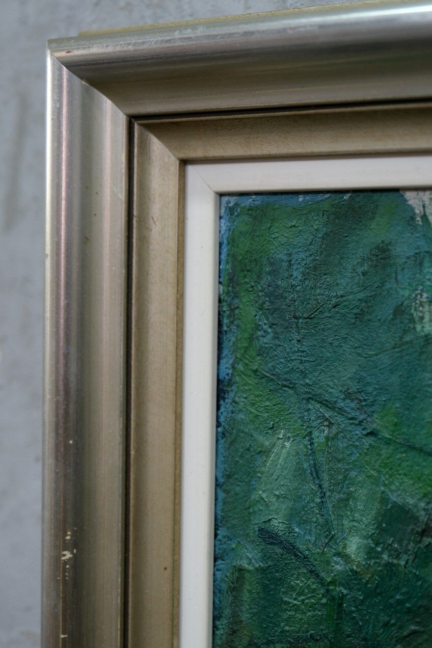Peinture moderne suédoise 1973 huile sur panneau Ove Olson (1903-1975)