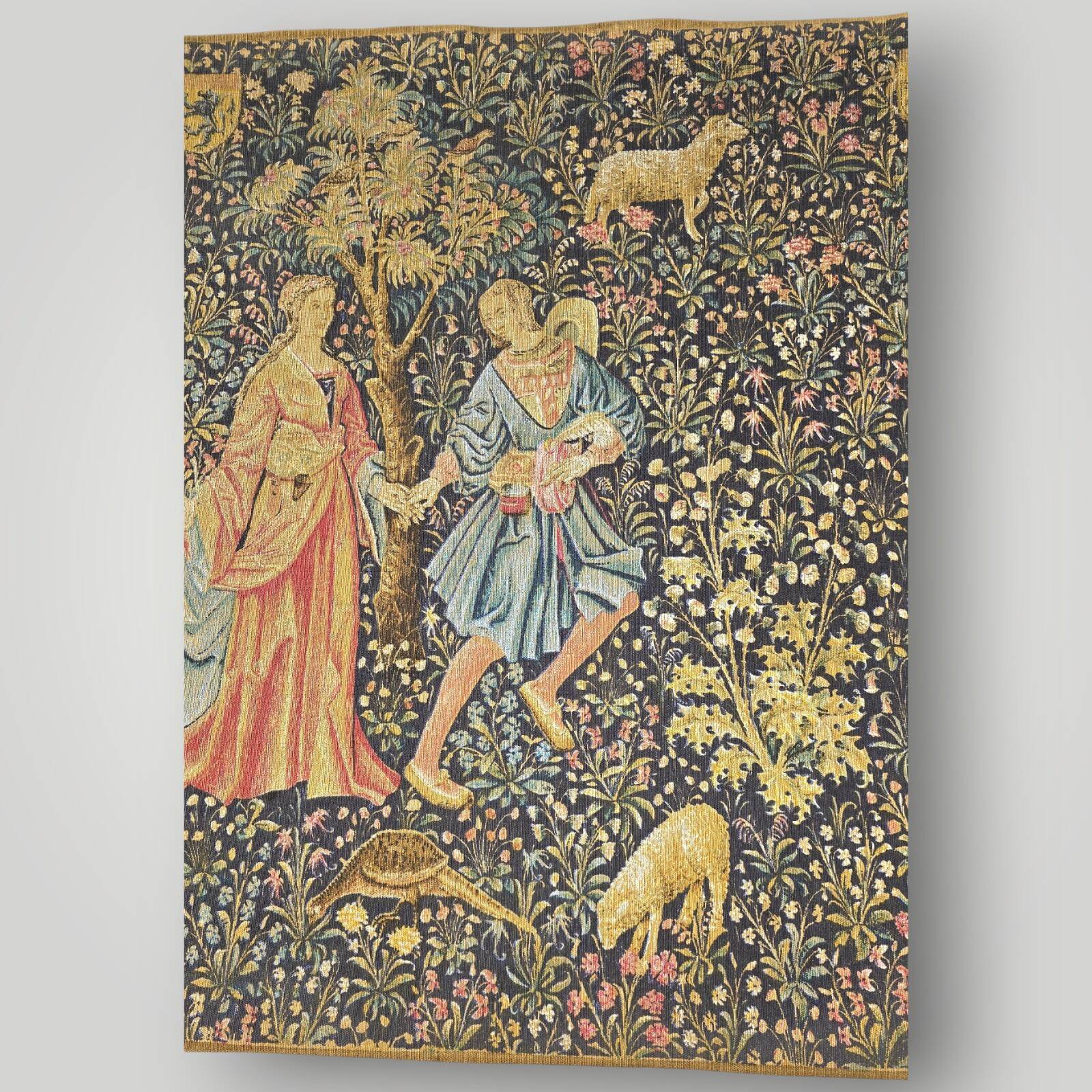 Vintage French Tapestry “La Dame” Artis Flora, Medievale , Musée du Louvre