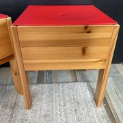 Pair of vintage IKEA pine solid wood stool chests.