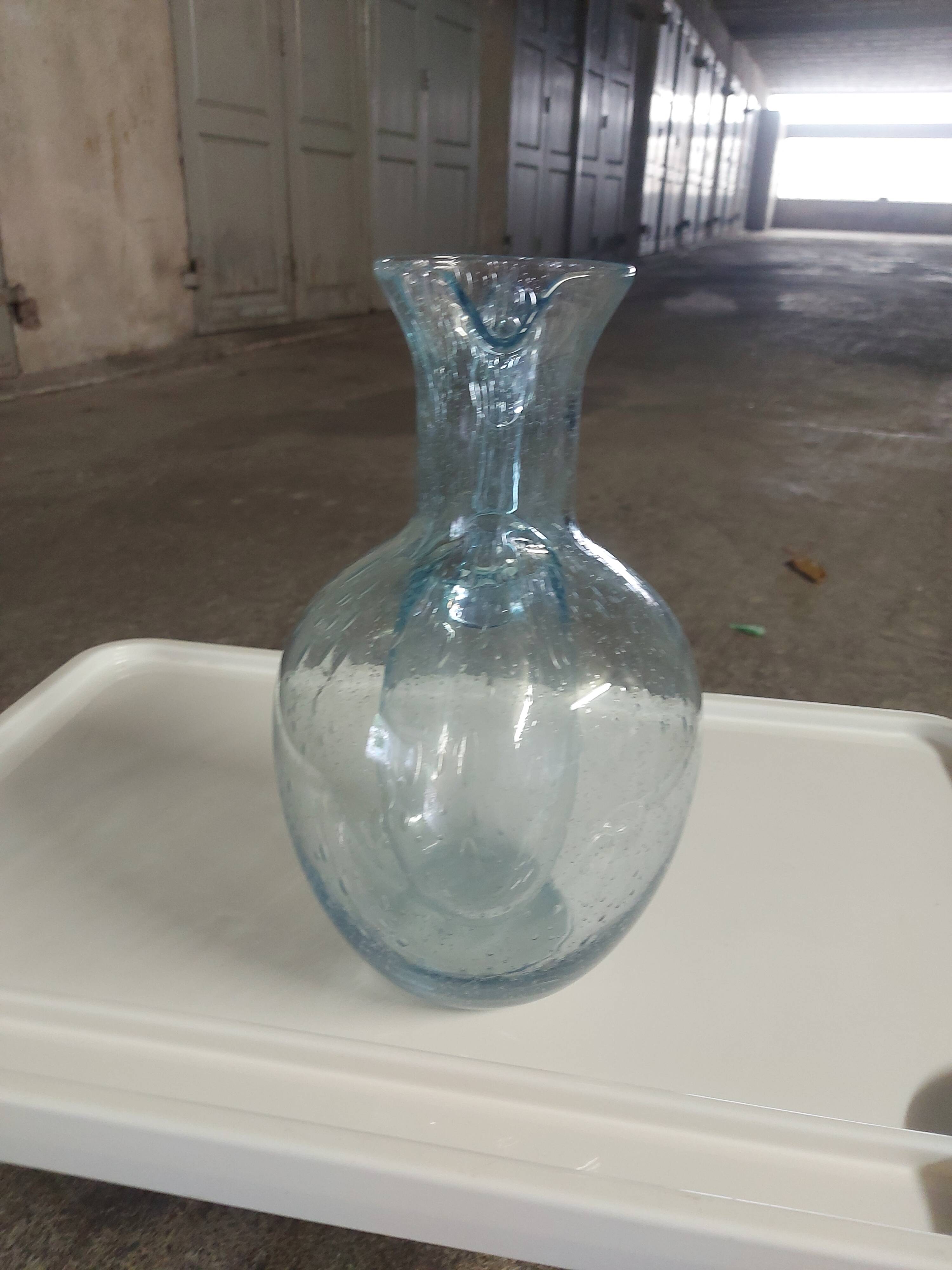 Biot blown glass decanter with ice cube tank