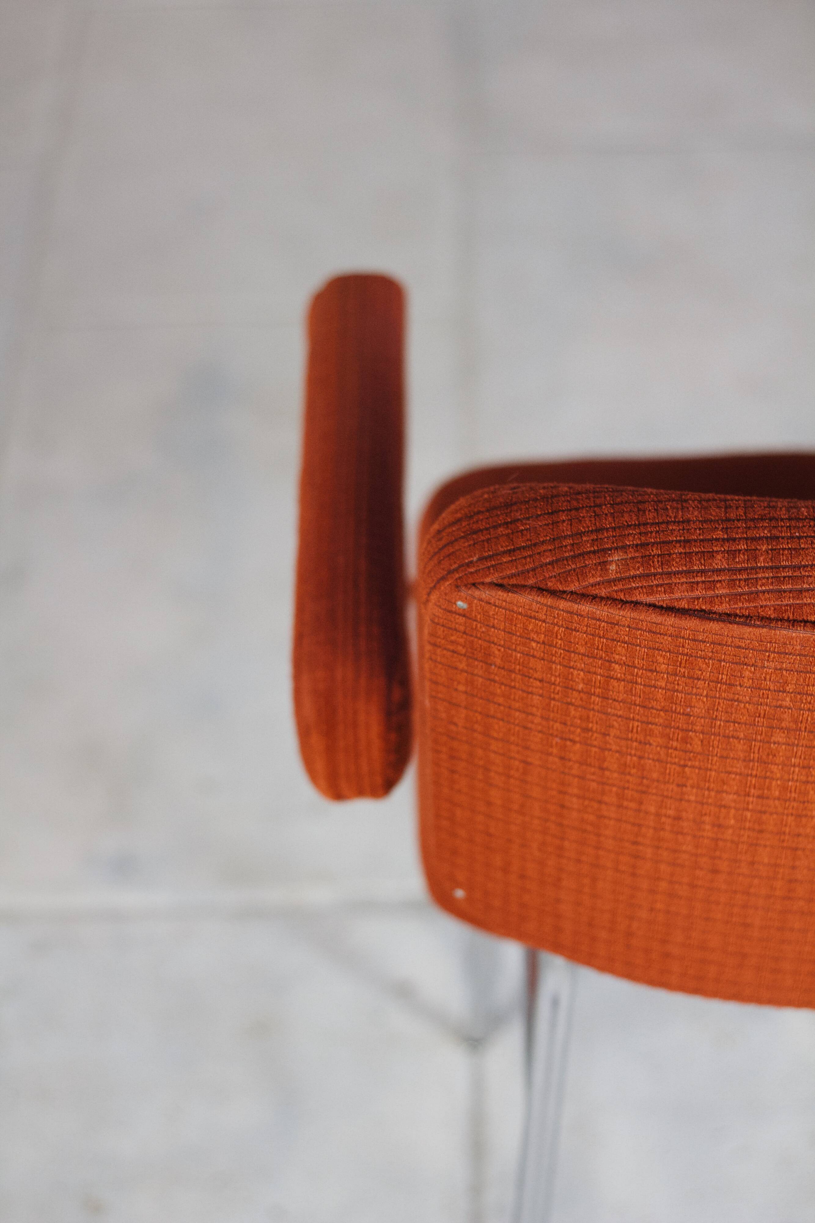 Vintage orange velvet armchair, 1970