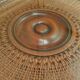 Table basse bois et cannage plateau verre