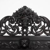 Richly carved baroque black wooden sculptured shelf, France ca. 1850