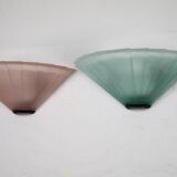 Pair of De Majo sconces in thick pink and green murano glass. Italy 1980s