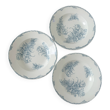 3 vintage deep plates in ironstone by L&G model Oeillets 220524