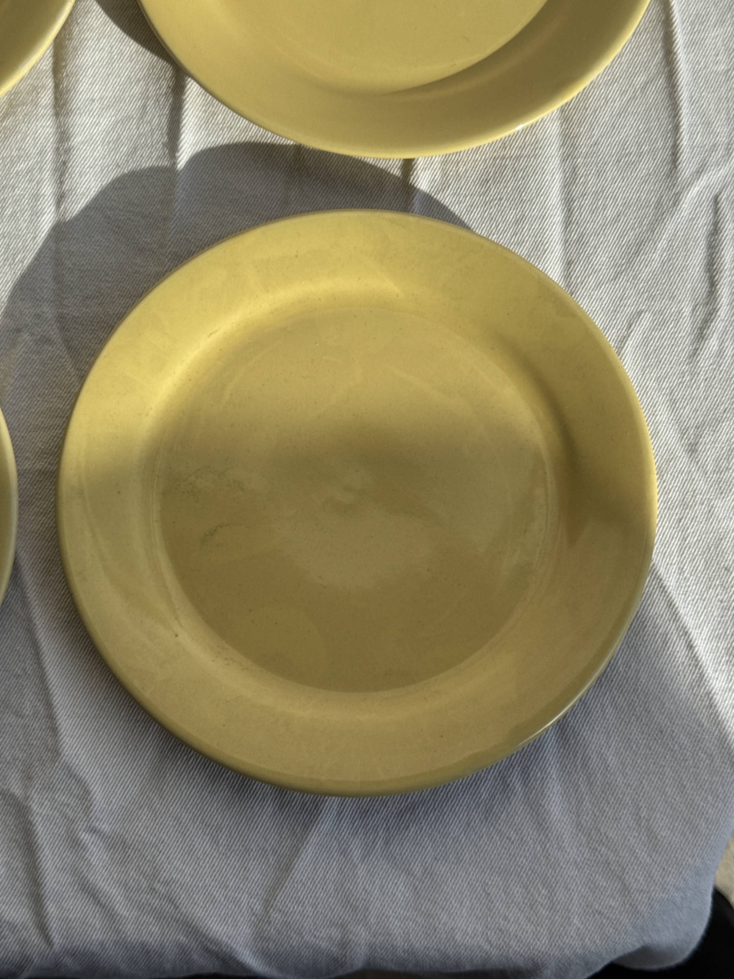 Set of 6 modern yellow dessert plates D19