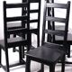 Set of 6 black brutalist chairs in solid oak