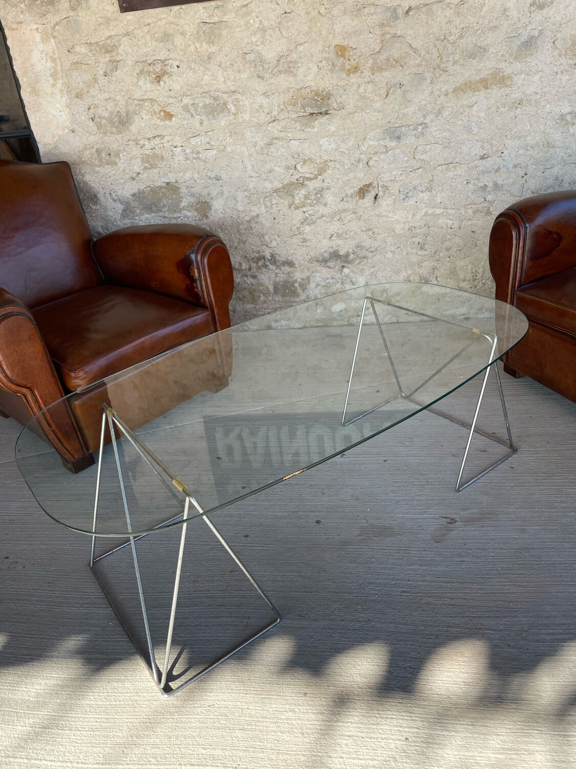 Table basse verre et acier