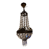 Lustre montgolfière bronze et cristal