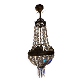 Lustre montgolfière bronze et cristal