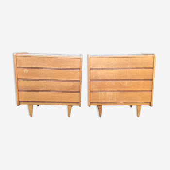 Vintage dressers (duo) in oak with 4 drawers.