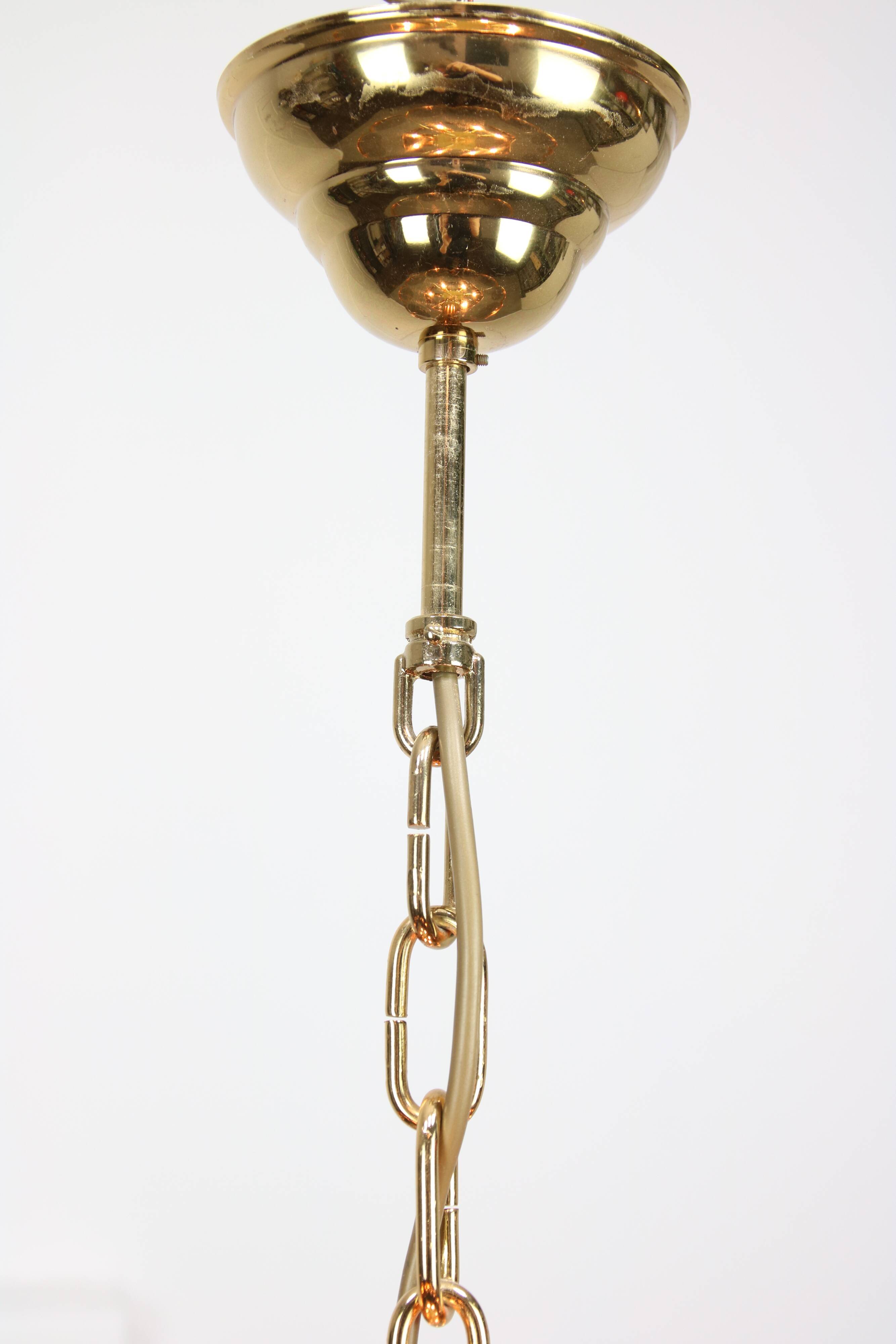 Vintage Vistosi Chandelier: Smoked Glass Discs, Gold Metal, 1970s Italian P