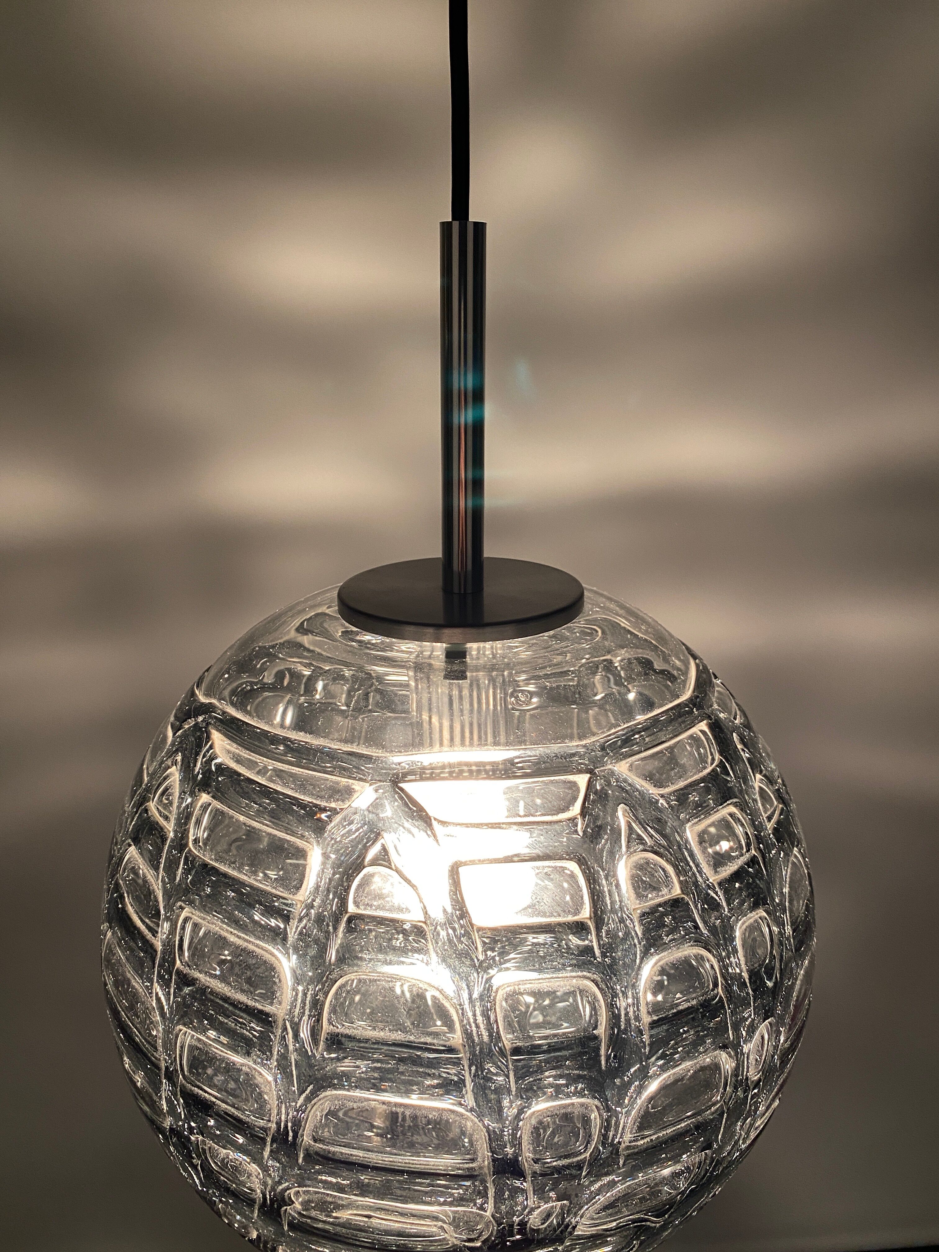 Murano glass ball pendant lamp by Doria Leuchten 1960