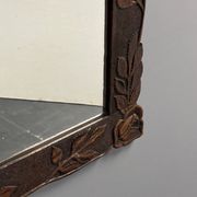 Arts & Crafts hand-carved wall mirror with floral roses, early 20th century