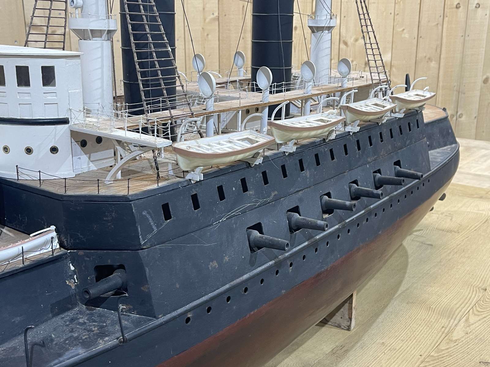 Model representing a battleship of the late nineteenth century