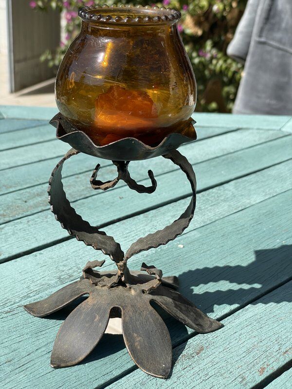 Wrought iron candle holder